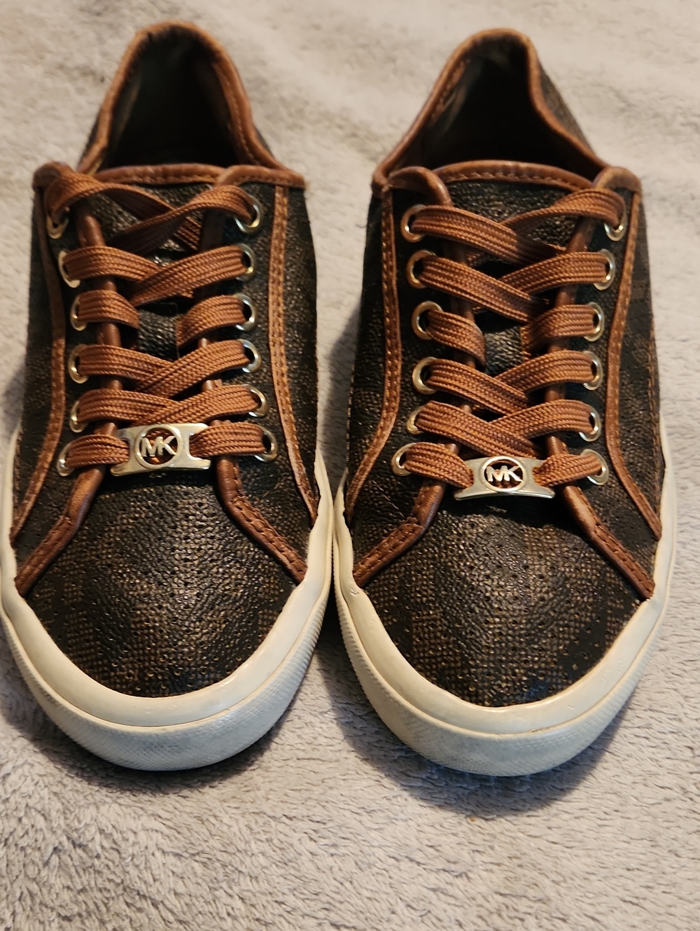 Michael Kors Brown and White Women's Low-Top Sneakers